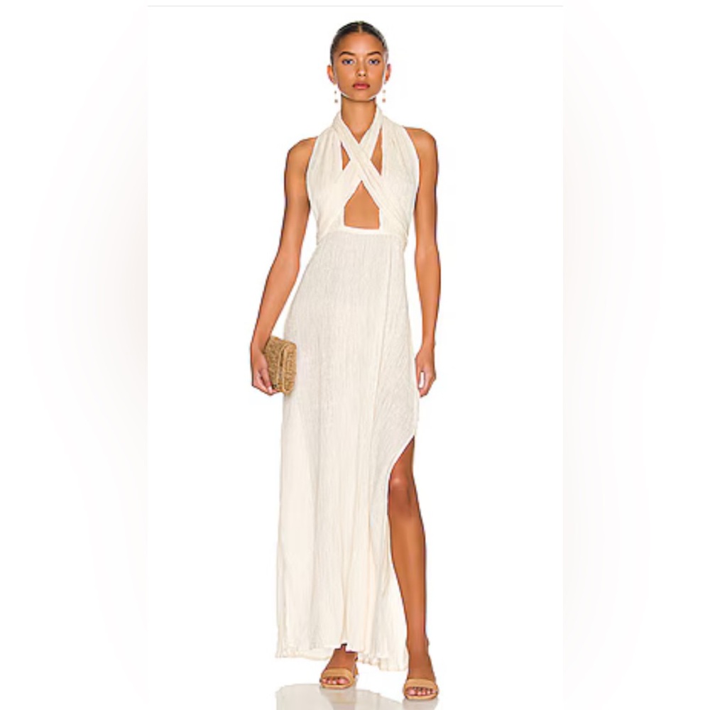 Flawed. Savannah Morrow Verita NWT! Amazing Silk & Bamboo Cream Maxi Dress XS